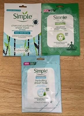 SIMPLE Face Masks- All Skin Type Sheet MASKS Self Care   - Image 1 of 4