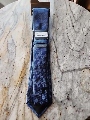 Corbata clásica floral satinada para hombre J. Ferrar azul gris boda universidad carrera lujo Foto 1 de 4