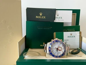 ROLEX YACHT MASTER II 18K ROSE GOLD TWO-TONE BLUE CERAMIC BEZEL WATCH 116681 - Picture 1 of 12