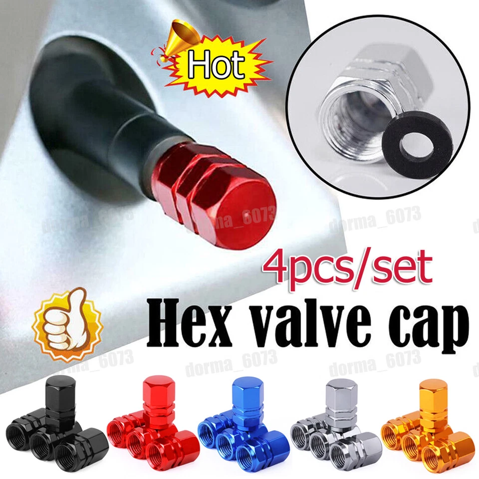 4× Car Tire Valve Cap Tyre Valve Stem Cover Air Dust Wheel Rim Caps Accessories - Image 1 of 4