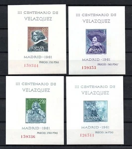 Spain 1961 old set sheets Velazquez stamps (Michel Bl.15/18) nice MNH - Picture 1 of 2