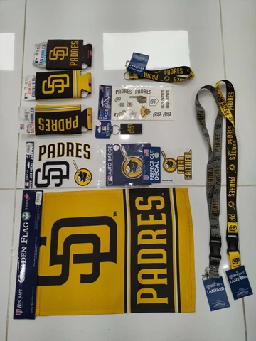 SAN DIEGO PADRES Package (12 items)  stickers, lanyards, keychain, decal, flag Cover