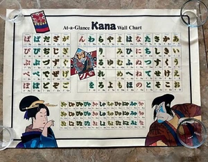 Vintage Japanese Hiragana Katakana poster wall chart 28.5 x 20 inches - Picture 1 of 6