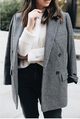 Blazer Everlane The Oversize Doble Pecho Gris Pata de Gallo Talla 4 Foto 1 de 4