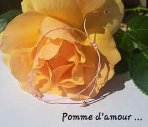 Bracelet 5 Pierres quartz rose Et Nœud Ajustable, Neuf - Picture 1 of 4
