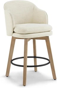 Counter Height Barstools 26 Inch Upholstered Swivel Bar Stools with Back and Woo - Picture 1 of 7
