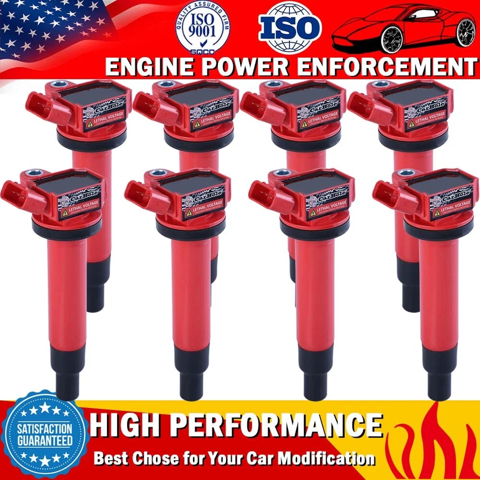 8 Pack Ignition Coils for Toyota Tundra Sequoia 4.7L 90919-02230 673-1303 UF230 - Image 1 of 4