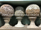 10" Set of 3 Marble Soapstone Lamp Filigree Beautiful Design Decorative E776