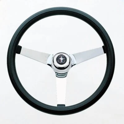 Ford Mustang 1965-91 14,75" clásico agarre negro cromo acero volante ¡nuevo! Foto 1 de 2