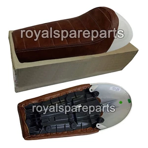 Adapté Pour Cuir Royal Enfield Gt & Intercepteur 650 D4 Simple Siège & Blanc Col - Photo 1/7
