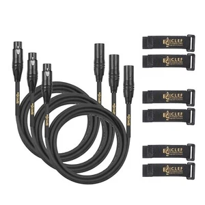 Clef Audio XLR Male to XLR Female, Black Zinc Alloy Shell/PVC Jacket -12FT-3PK - Picture 1 of 5