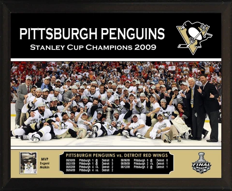 PITTSBURGH PENGUINS 2009 Stanley Cup Champions 8x10" Plaque Horizontal Team Cover