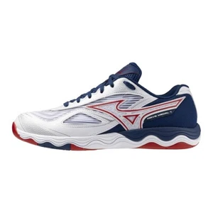 MIZUNO Wave Medal 7 WIDE 81GA2415 01 White Red Navy Width 3E Table Tennis Shoes - Picture 1 of 12