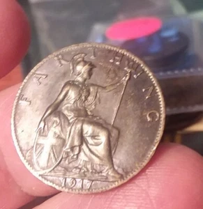 Gran Bretaña - 1917 Farthing - George V - Imagen 1 de 2