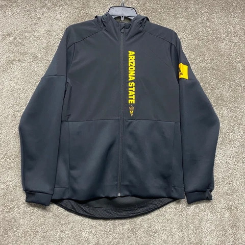 Arizona State Sun Devils Sweatshirt Mens Small Black Full Zip Adidas Team Issue Cover