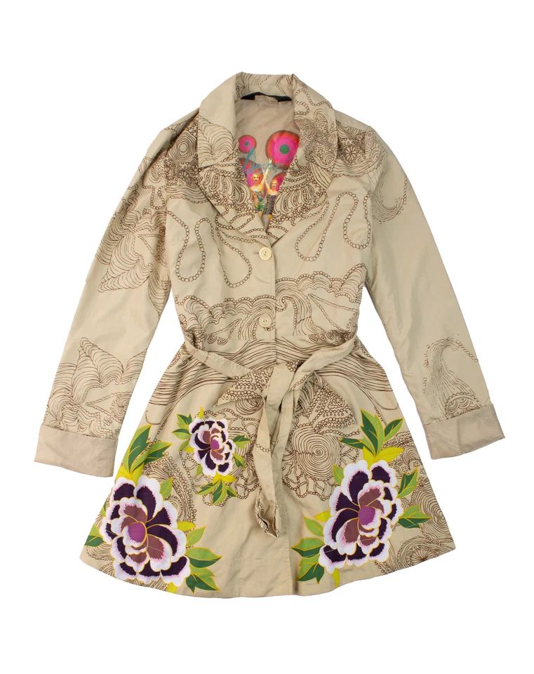 Gabardina larga multicolor Desigual para dama talla L Foto 1 de 4