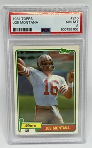 1981 Topps Football Joe Montana Rookie Card RC #216 PSA 8 NM-MT - Picture 1 of 2
