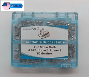 50 Sets Dental Orthodontic Buccal Tube Bondable Roth 022" Mesh Base 2nd Molar - Picture 1 of 9