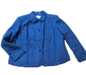 Chaqueta Talbots Mujer 14W Pequeña Azul Lino Irlandés Completamente Forrada Bolsillos de Parche - Imagen 1 de 8