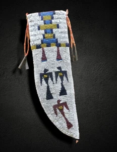 Sioux Tribe Native American Indian Beaded Knife Sheath Suede Leather Cover SU16 - Picture 1 of 4