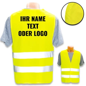 Personalisierte Warnweste Kinder Erwachsene * eigenes Bild Name * bedruckt Gelb - Bild 1 von 2