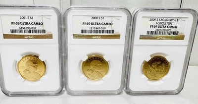 LOT OF 3 2000, 01, 09 -S Sacagawea Dollar Proof, NGC PF-69 Ultra Cameo - Image 1 of 4