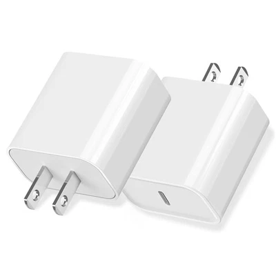 PACK 2 USB C Cargador Rápido Cubo 20W Adaptador PD para iPhone 17 16 15 14 13 12 11 X Foto 1 de 4