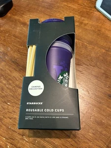 Starbucks Universidad de Washington UW Dub Husky 5 tazas frías con tapas y pajitas NUEVO - Imagen 1 de 5
