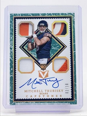 MITCHELL TRUBISKY 2017 VERTEX CAPSTONES RPA ROOKIE PATCH GOLD AUTO /10 Q5540 - Image 1 of 2