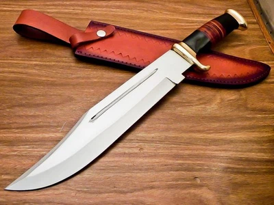 Faca Bowie 6785 feita à mão D2 17" caça crocodilo Dundee alta polimento sobrevivência - Imagem 1 de 4