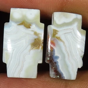 23.05 Ct 100% Natural CRAZY LACE AGATE Pair Cabochon Gemstones 11x19x5 mm GL-167 - Picture 1 of 7