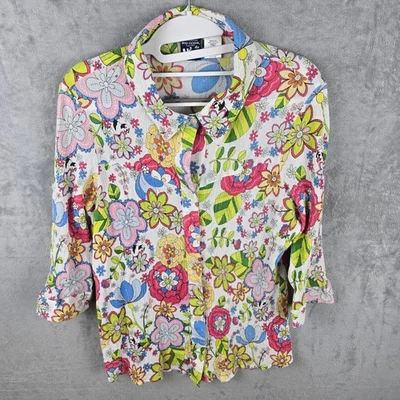Camisa abotonada floral de gasa para mujer Big Dogs talla 18/20 multicolor en muy buena condición Foto 1 de 4