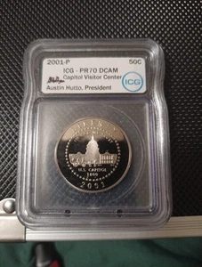 2001-P PR 70 DCAM 🔥 Capitol Visitor Center Half Dollar ICG A. Hutto E147 - Picture 1 of 2