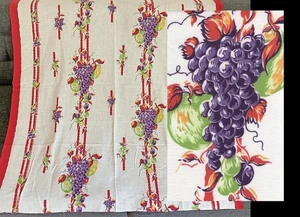 Vtg 30s 40s Novelty Dish Towel Fabric Like Feedsack Fruit Grapes Apples Plums - Picture 1 of 14