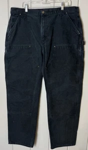 Pantalone Carhartt Uomo Tela Doppio Ginocchio B136 Nero Originale Salopette Vestibilità 40X34 - Foto 1 di 14