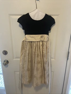 Cinderella Brand Black And Gold Flower Dress Ages 4&Up Size 7 - Image 1 of 4
