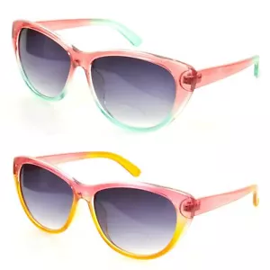 Lunettes de soleil vintage style années 50/60 chats yeux rose ombre colorée vive bicolore - Photo 1 sur 5