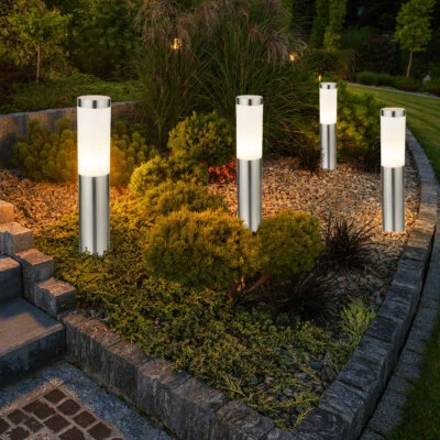 Sockelleuchte Außenlampe Stehlampe Edelstahl silber E27 Garten Wegelampe 4er Set - Bild 1 von 4