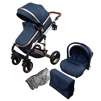 Baby Pram 3 in 1 Travel System Pushchair Buggy Car Seat  One Size Fits All - Image 1 of 4