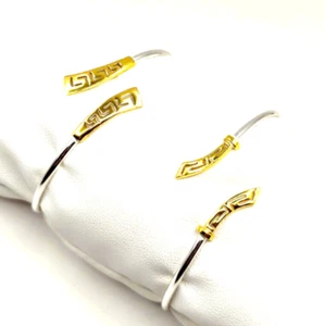 Greek Key Sterling Silver 925 Two Tone Cuff Bracelet For Women - Picture 1 of 10