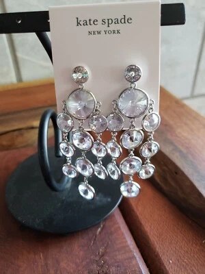 NUEVO CON ETIQUETAS - Kate Spade - araña brillante - pendientes colgantes - transparente/plateado - $98 A31 Foto 1 de 4