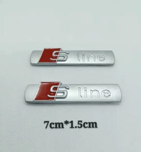 2 Logo S Line Emblème Badge Adhésif Sline Métal Silver Matt - Foto 1 di 3