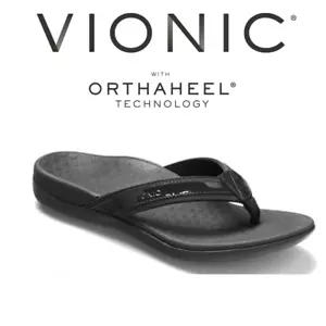 Vionic Islander Sandals | Women's Arch Support Thongs | Black | Free Postage - Picture 1 of 5