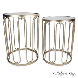Rutledge & King Braswell Accent Table Set - Metal End Table with Mirror Top - Picture 1 of 12