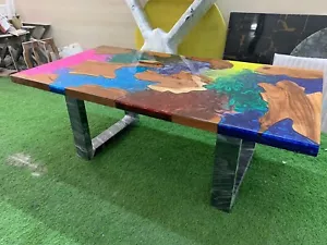 Multi Color Epoxy Table Top with Elegant Look Rectangle Dine Table for Hotel - Picture 1 of 10