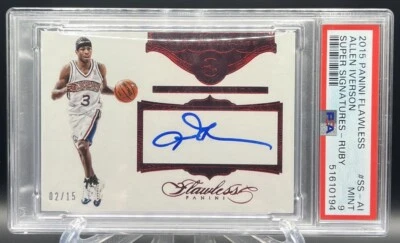2015 Allen Iverson Flawless Auto /15 - PSA 9 #SS-AI - Image 1 of 4