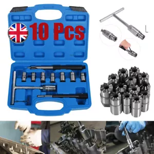 10pcs Diesel Injector Seat Cutter Set Remove Tools Cleaner Tool Set Carbon Kit - Picture 1 of 10