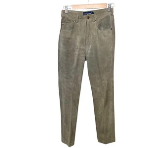 Ralph Lauren Vintage Latzhose Wildleder Lederhose Slim Straight Taupe Gr. 26 - Bild 1 von 13