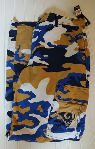 Men's NFL LOS ANGELES RAMS Camo Cargo Pants Size 36 X 32 NWT Cover