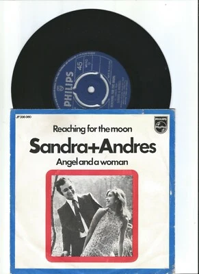 SANDRA + ANDRES ‎– Reaching For The Moon 7"/45 Netherlands  Pop Ballad 1969  - Image 1 of 2